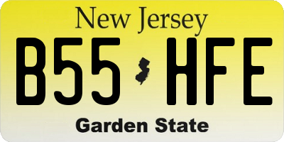 NJ license plate B55HFE