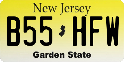 NJ license plate B55HFW