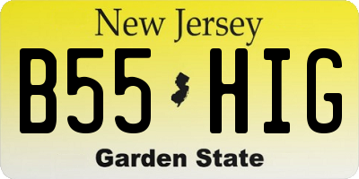 NJ license plate B55HIG