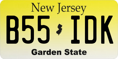 NJ license plate B55IDK