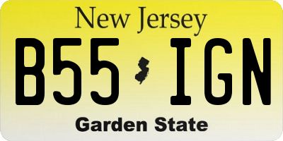 NJ license plate B55IGN