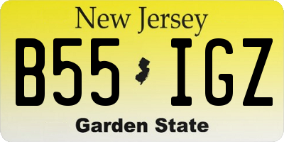 NJ license plate B55IGZ