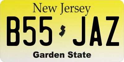NJ license plate B55JAZ