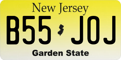 NJ license plate B55JOJ