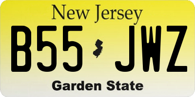 NJ license plate B55JWZ