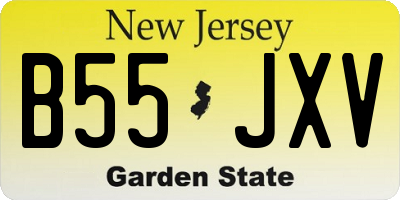 NJ license plate B55JXV