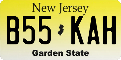 NJ license plate B55KAH