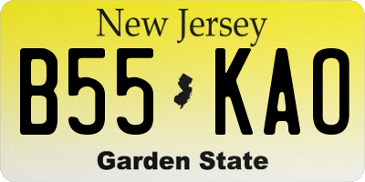 NJ license plate B55KAO