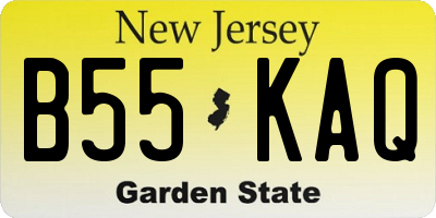 NJ license plate B55KAQ
