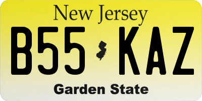 NJ license plate B55KAZ