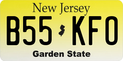 NJ license plate B55KFO
