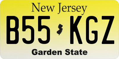 NJ license plate B55KGZ