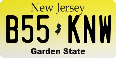 NJ license plate B55KNW