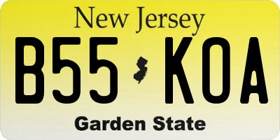 NJ license plate B55KOA
