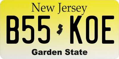 NJ license plate B55KOE