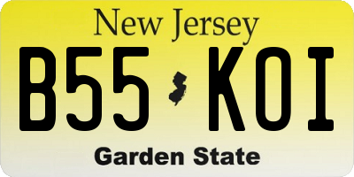 NJ license plate B55KOI