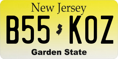 NJ license plate B55KOZ