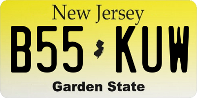 NJ license plate B55KUW