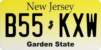 NJ license plate B55KXW