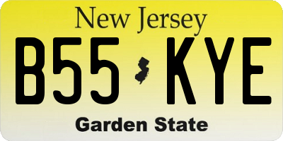 NJ license plate B55KYE