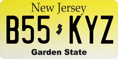 NJ license plate B55KYZ
