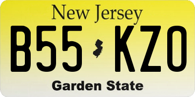 NJ license plate B55KZO