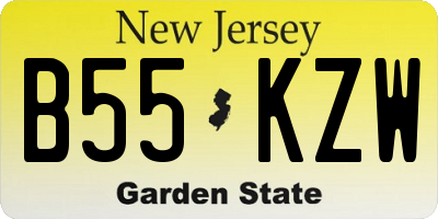 NJ license plate B55KZW