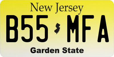 NJ license plate B55MFA