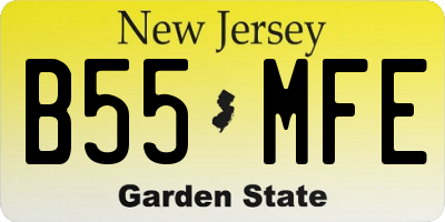 NJ license plate B55MFE