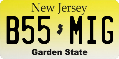 NJ license plate B55MIG
