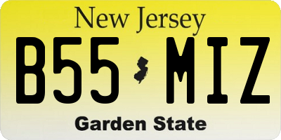NJ license plate B55MIZ