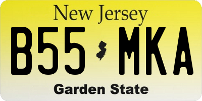 NJ license plate B55MKA