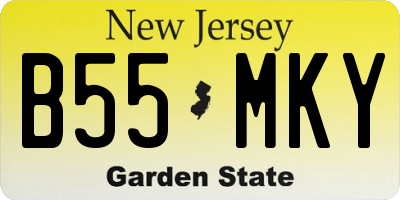 NJ license plate B55MKY