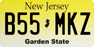 NJ license plate B55MKZ