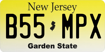NJ license plate B55MPX