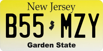 NJ license plate B55MZY