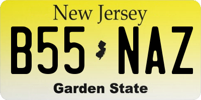NJ license plate B55NAZ