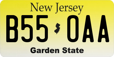 NJ license plate B55OAA
