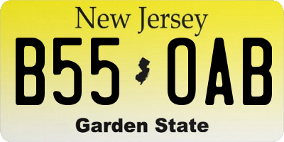 NJ license plate B55OAB