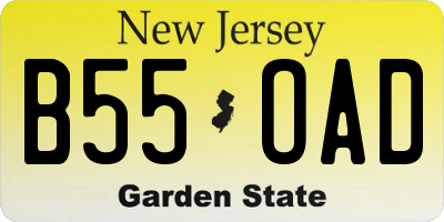 NJ license plate B55OAD