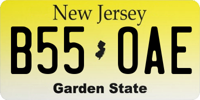 NJ license plate B55OAE