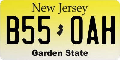 NJ license plate B55OAH
