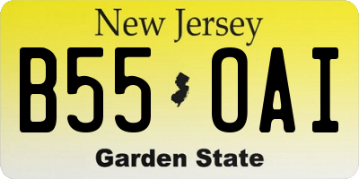 NJ license plate B55OAI