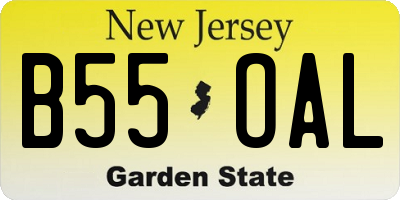 NJ license plate B55OAL