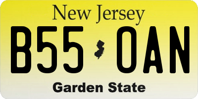 NJ license plate B55OAN