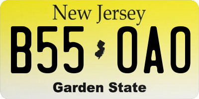 NJ license plate B55OAO