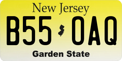 NJ license plate B55OAQ