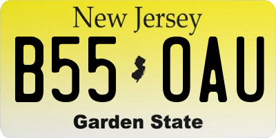 NJ license plate B55OAU