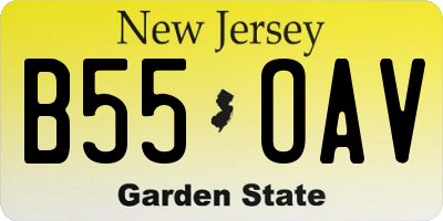 NJ license plate B55OAV