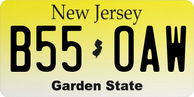 NJ license plate B55OAW